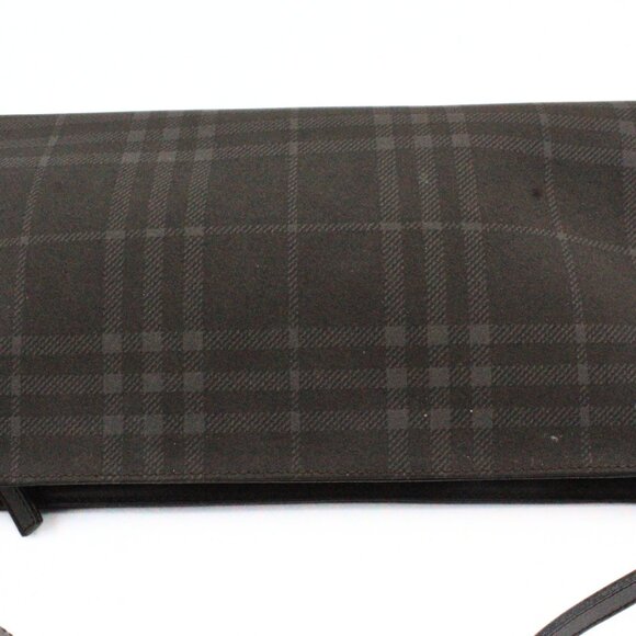 Authentic Burberry London NWT Gray Charcoal Leather Canvas Shoulder Bag - Picture 6 of 16